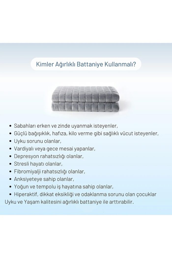 Sinada %100 Bambu Kumaş + 300 TC %100 Organik Bambu Dolgulu 30 Derecede Yıkanabilir Ağırlıklı Battaniye (Dört Mevsim)